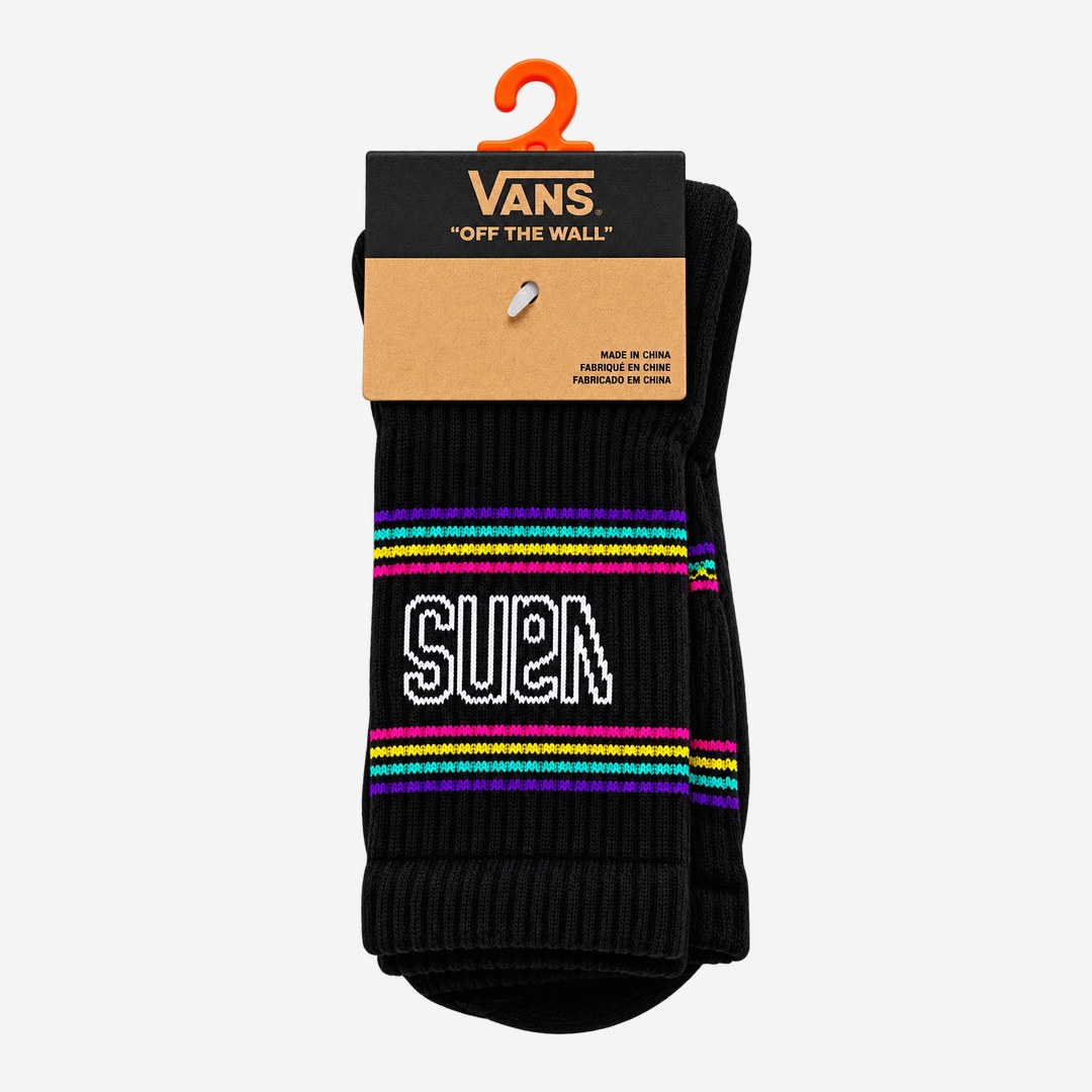 Meia Vans Preta listras coloridas